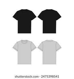 Herren T-Shirt Realistic Mockup - Kurzarm Street-Wear Bekleidung Vorlage - Mode CAD Tech Bekleidung Design Illustration