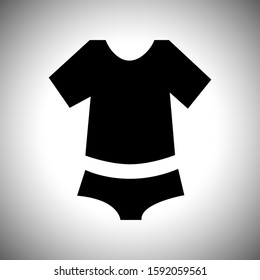 Black T-shirt and shorts icon, vector Silhouette on gradient background.