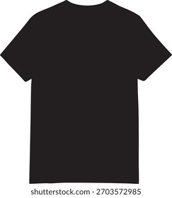Black t-shirt silhouette vector icon, simple blank apparel template artwork for fashion design, clothing branding and garment presentation