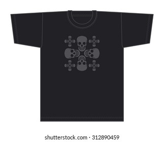 black T-shirt with a skull, modern T-shirt