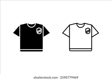 black t-shirt soccer clothing icons set vector illustration, pictogram isolated on white background. color editable