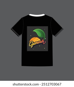 Camiseta preta e design de logotipo de verão