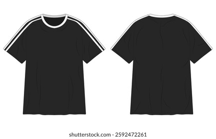 Black T-Shirt Template with Stripes