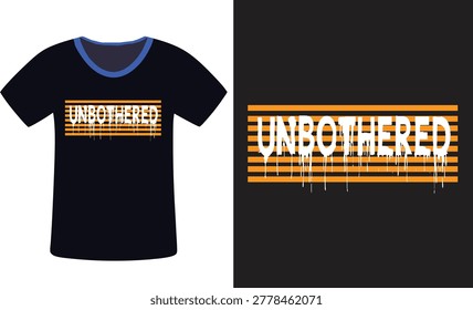 Black t-shirt with unbothered text on colorful stripes