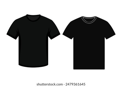 black T-shirt vector template (front) mockup isolated on white background.
