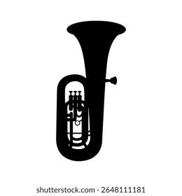 Preto Tuba silhueta ícone vetor plano design sobre fundo branco