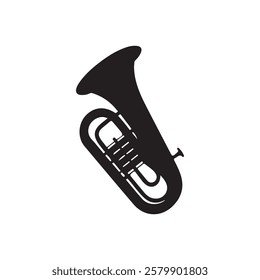 Black Tuba  silhouette vector illustration on white background