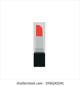 A black tube with red lipstick on a white background. Vector illustration.