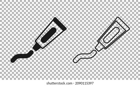 Tubo negro de ícono de pasta dental aislado en fondo transparente.  Vector