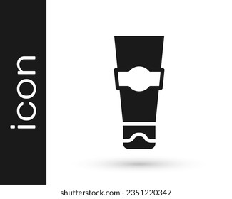 Tubo negro de ícono de pasta dental aislado en fondo blanco.  Vector