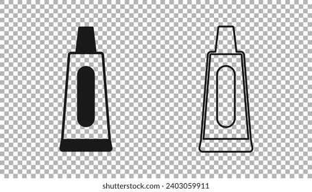 Black Tube of toothpaste icon isolated on transparent background.  Vector