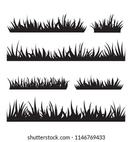 Black tufts of grass. A set of design elements of nature. Vector illustration.