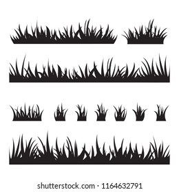 Black tufts of grass. A set of design elements of nature. Vector illustration.