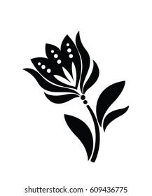 Black tulip flower silhouette. Element for your design. Vector art