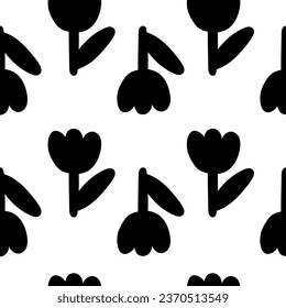 black tulip graphic seamless vector pattern