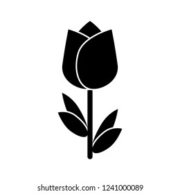 black tulip icon, flower, vector illustration