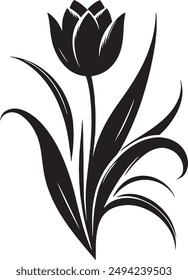 Black Tulip Silhouette Vector Illustration