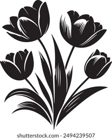 Black Tulip Silhouette Vector Illustration