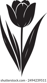 Black Tulip Silhouette Vector Illustration