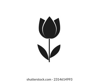 Black Tulip vector icon. Nature. 