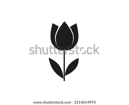 Black Tulip vector icon. Nature. 