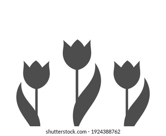 Black tulips flowers on white background. Tulip shape vector illustration.