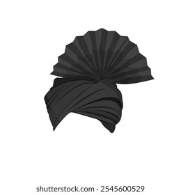 Turbante preto, dastar, pagdi, pagg, headdress isolado no fundo branco.