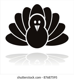 black turkey bird icon isolated on white