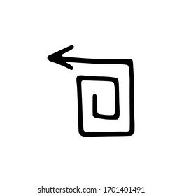 Black turning right arrow vector icon. Hand-drawn vector illustration