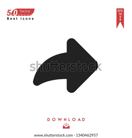 black turn-right-arrow icon vector isolated on white background. Graphic design, material design, 2019 year best selling icons, mobile application, UI / UX design, EPS 10 format vector