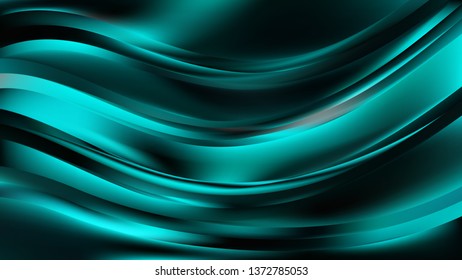 Black and Turquoise Abstract Wavy Background Illustration