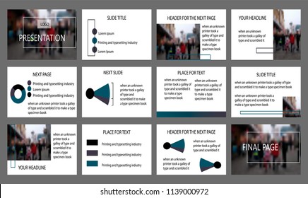 Black, turquoise, brown elements on white and gray background. Business Marketing advertising presentation template, annual report, flyer banner. PowerPoint