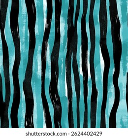 Black and turquoise stripes, a zebra print pattern. grunge lines ikat pattern, striped seamless pattern, Vector illustration background for print the paper.