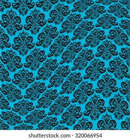 black turquoise  warped damask pattern