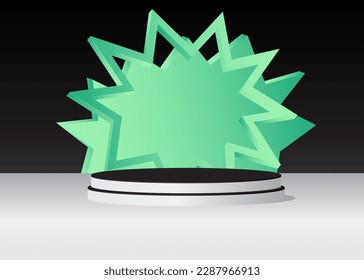 Black, turquoise and white mockup product display. Vector stage showcase for presentation. Minimal geometric cylinder pedestal podium.