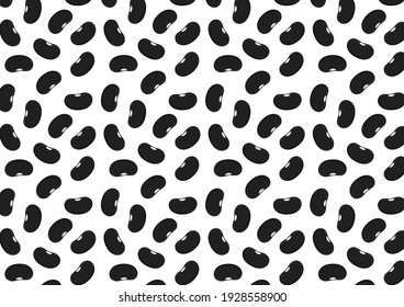 Black turtle bean pattern wallpaper. Black turtle bean on white background.