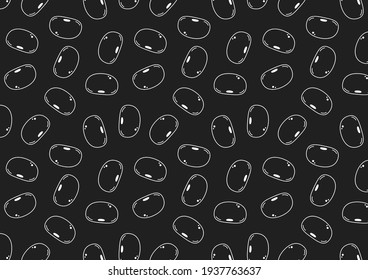 Black Turtle Bean Pattern Wallpaper. Black Turtle Bean Doodle Symbol.