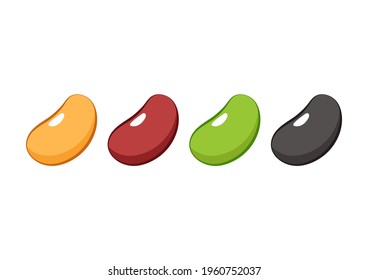 Black turtle, Mung bean, Kidney bean and Soy bean on white background. Bean logo design.