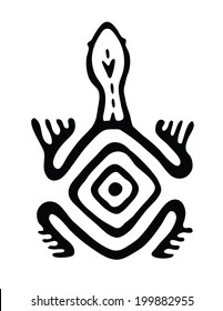 black turtle in native style, vector illustration