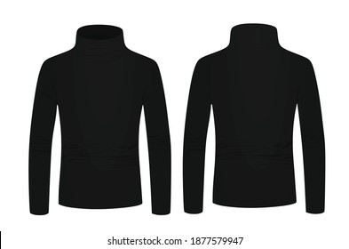 Black Turtle Neck Long Sleeve T Shirt. Vector Illustration