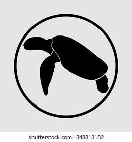 Black turtle on a white background as an icon. vector
