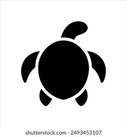 Black turtle silhouette on white background. Turtle icon vector sign illustration design.
