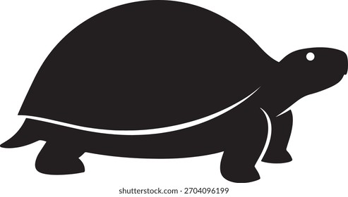 Black Turtle Silhouette Vector Illustration Isolated on White Background. Minimalist black silhouette vector of a sea turtle or tortoise.