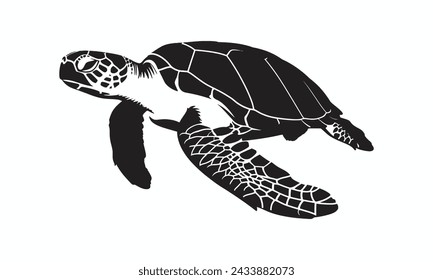 black turtle silhouette vector white background
