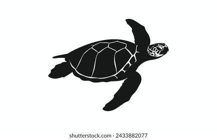 black turtle silhouette vector white background