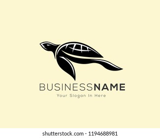 Black Turtle Swimming logo, Tortoise logo