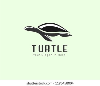 Black Turtle Swimming logo, Tortoise logo