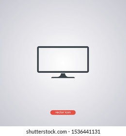 Black tv icon in flat style isolated on gray background. Vector illustration.