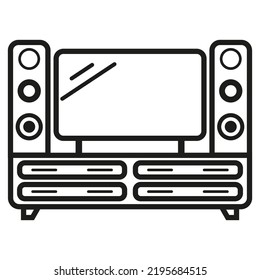 black tv icon for web design. Sound symbol. Vector illustration. Stock image. 