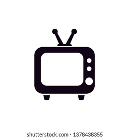 black tv screen icon with white background